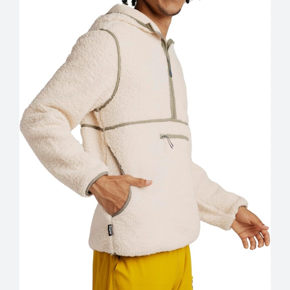 VAPOR Cream Sherpa Men's hoodie Sweater Quater zip size L